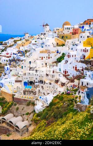 Oia Village auf Santorini Insel in Griechenland Stockfoto