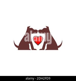Abstrakt zwei Hund Liebe Logo Symbol Vektor Konzept Design Stock Vektor