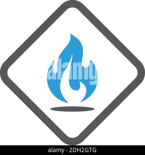 Blau Feuer Energie flach Symbol Logo flach Vektor-Konzept-Design Stock Vektor