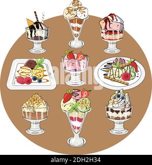 Vektor-Illustration Set von Eis auf weißem Hintergrund. Handgezeichnete Elemente Stock Vektor