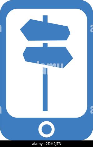 Richtung Route auf mobilen Logo Symbol flache Vektor Konzept Design Stock Vektor