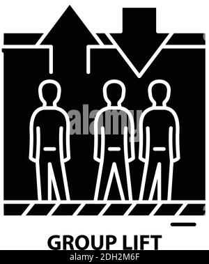 Gruppensymbol, schwarzes Vektorzeichen mit editierbaren Konturen, Konzeptdarstellung Stock Vektor