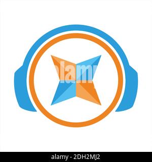 Kopfhörer Stern Musik Symbol Logo Vektor flach Konzept Design Stock Vektor