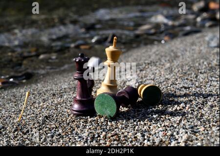 Königin, König, Bischof Ritter schwarz und weiß Stockfoto