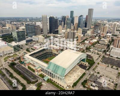 Luftaufnahme des Minute Maid Park in Downtown Houston Texas Stockfoto