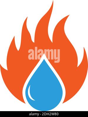 Wasser und Feuer Energie Symbol Logo flach Vektor Konzept Design Stock Vektor