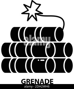 Granate-Symbol, schwarzes Vektorzeichen mit editierbaren Striche, Konzeptdarstellung Stock Vektor