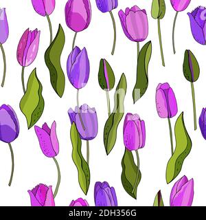 Schöne Wild blühenden Tulpe nahtlose Muster in einer Handzeichnung Stil Stock Vektor