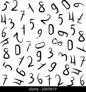 Nahtloses Muster aus handgezeichneten Zahlen 1234567890. Vektorgrafik Stock Vektor