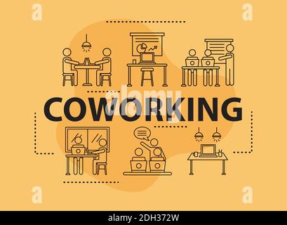 Bündel von sechs Arbeiter Avatare Coworking Linie Stil Symbole Vektor Illustrationsdesign Stock Vektor