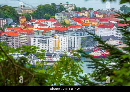 Bergen, Norwegen Blick mit bunten Häusern Stockfoto