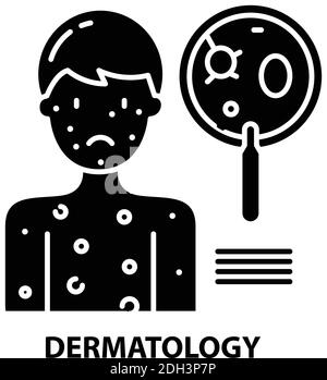 Dermatologie-Symbol, schwarzes Vektorzeichen mit editierbaren Striche, Konzeptdarstellung Stock Vektor