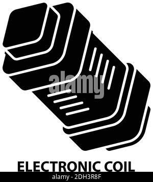 Elektronisches Spulensymbol, schwarzes Vektorzeichen mit editierbaren Striche, Konzeptdarstellung Stock Vektor