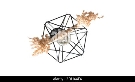 Loft chandelier with decorative rope,designer lamp,close-up.Suspended chandelier in loft style in a modern house interior.Isolated on a white backgrou Stock Photo