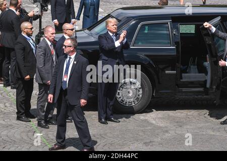 US-Präsident Donald Trump nimmt am 14. Juli 2017 an der Militärparade zum Bastille-Tag, Place de la Concorde, in Paris Teil. Foto von Ammar Abd Rabbo/ABACAPRESS.COM Stockfoto