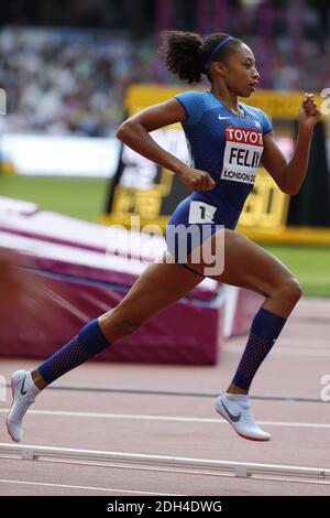 Allyson Felix aus den USA in der ersten Runde der 400-Meter-Frauen während der IAAF Leichtathletik-Weltmeisterschaften 2017 im Olympiastadion, Queen Elisabeth Park, London, Großbritannien am 6. August 2017 Foto von Henri Szwarc/ABACAPRESS.COM Stockfoto