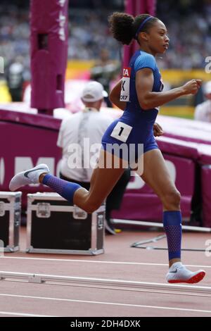 Allyson Felix aus den USA in der ersten Runde der 400-Meter-Frauen während der IAAF Leichtathletik-Weltmeisterschaften 2017 im Olympiastadion, Queen Elisabeth Park, London, Großbritannien am 6. August 2017 Foto von Henri Szwarc/ABACAPRESS.COM Stockfoto