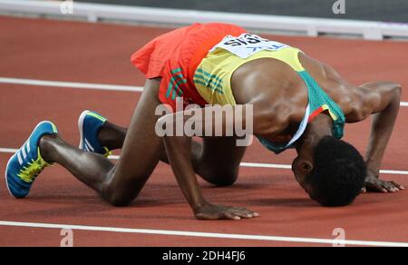 Muktar EDRIS aus Äthiopien, ganz links, gewinnt die 5000 m. am 9. Tag der IAAF-Weltmeisterschaft 2017 im Londoner Stadion in London, Großbritannien, am Samstag, den 12. August 2017. Foto von Giuliano Bevilacqua/ABACAPRESS.COM Stockfoto