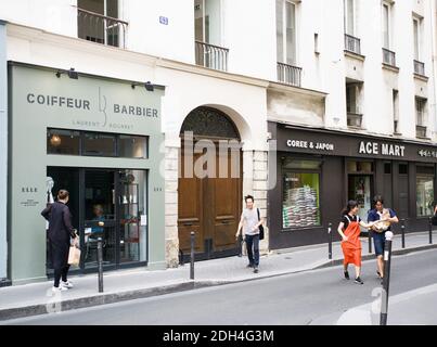 Vue generale des futurs nouveaux locaux du parti politique du President de la Republique, Emmanuel Macron, la Republique en Marche (LREM), dans la rue Saint Anne a Paris, France le 16 Aout 2017. Le mouvement macroniste devrait poser ses cartons en septembre. Foto von Eliot Blondt/ABACAPRESS.COM Stockfoto