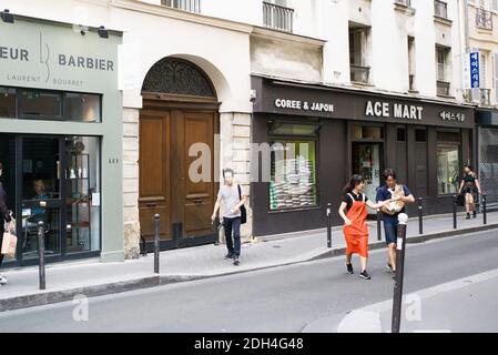 Vue generale des futurs nouveaux locaux du parti politique du President de la Republique, Emmanuel Macron, la Republique en Marche (LREM), dans la rue Saint Anne a Paris, France le 16 Aout 2017. Le mouvement macroniste devrait poser ses cartons en septembre. Foto von Eliot Blondt/ABACAPRESS.COM Stockfoto