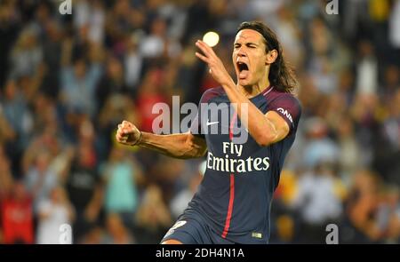 PSG's Edinson Cavani während des französischen Spiels der Ersten Liga PSG gegen SAINT Etienne, das am 25. August 2017 im Stadion Parc des Princes in Paris, Frankreich, stattfand. Foto von Christian Liewig/ABACAPRESS.COM Stockfoto