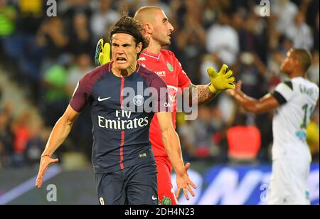 PSG's Edinson Cavani während des französischen Spiels der Ersten Liga PSG gegen SAINT Etienne, das am 25. August 2017 im Stadion Parc des Princes in Paris, Frankreich, stattfand. Foto von Christian Liewig/ABACAPRESS.COM Stockfoto