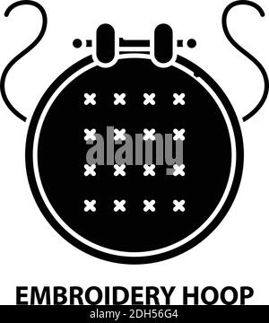 Stickrahmen-Symbol, schwarzes Vektorzeichen mit editierbaren Striche, Konzeptdarstellung Stock Vektor