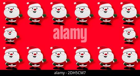 Eine rote Weihnachtsgrußkarte mit SantaClauses Stockfoto