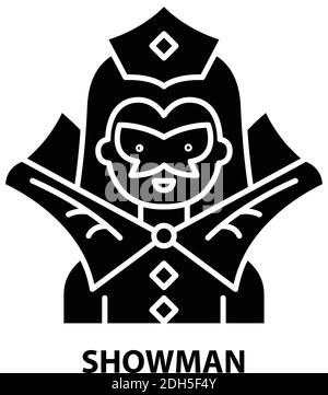 Showman-Symbol, schwarzes Vektorzeichen mit editierbaren Konturen, Konzeptdarstellung Stock Vektor