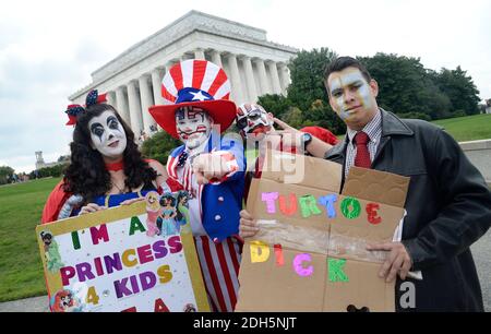 The Juggalos , Fans der Rap-Rock-Gruppe The Insane Clown Posse demonstrieren in der National Mall gegen das FBI, weil sie sie am 16. September 2017 in Washington, DC, als Hybrid-Gang eingestuft haben. Foto von Olivier Douliery/ Abaca Stockfoto