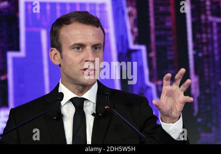 Der französische Präsident Emmanuel Macron nimmt am Bloomberg Global Business Forum im Plazza Hotel am 20. September 2017 in New York Teil. Foto von Olivier Douliery/ Abacapress.com Stockfoto