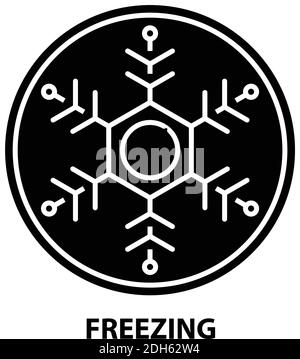 Symbol Einfrieren, schwarzes Vektorzeichen mit editierbaren Konturen, Konzeptdarstellung Stock Vektor