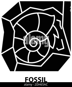 Fossiles Symbol, schwarzes Vektorzeichen mit editierbaren Striche, Konzeptdarstellung Stock Vektor