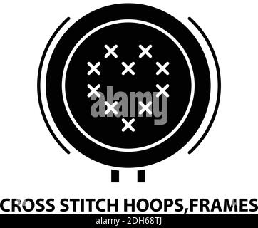 Kreuzstich Reifen und Rahmen Symbol, schwarzes Vektor-Zeichen mit editierbaren Konturen, Konzept Illustration Stock Vektor