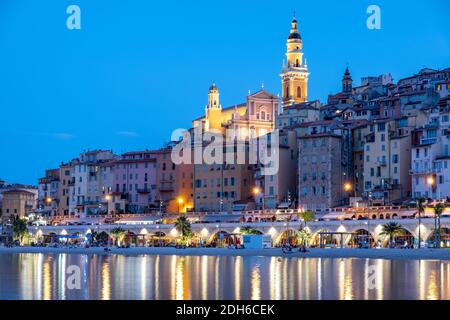 Menton Frankreich,Cote d Azur Frankreich, Blick auf den alten Teil von Menton, Provence-Alpes-Cote d'Azur, Frankreich Stockfoto