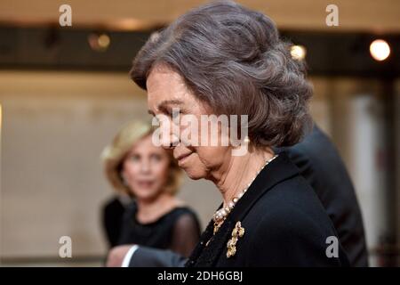 Datei Foto vom 1. Juli 2017 von Juan Carlos 1. König von Spanien und seiner Frau Sophie von Griechenland im Europäischen Parlament in Straßburg während der Hommage an Helmut Kohl am 1. Juni 2017 in Straßburg, Nordostfrankreich. Foto von Nicolas Roses/ABACAPRESS.COM Stockfoto