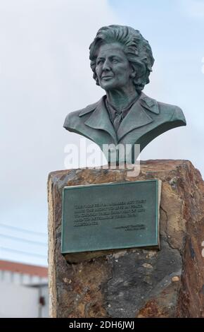 Bronzestatue von Margaret Thatcher, Port Stanley, Falkland Islands Stockfoto