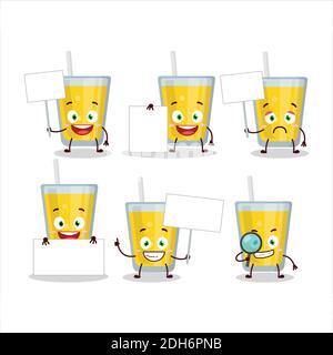 Banana Juice Zeichentrickfigur bringen Informationboard. Vektorgrafik Stock Vektor
