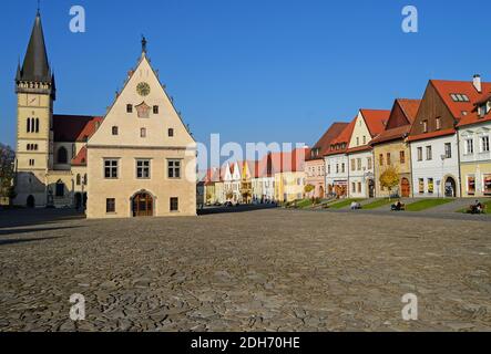 Historischen Stadtplatz in Bardejov, Slowakei Stockfoto