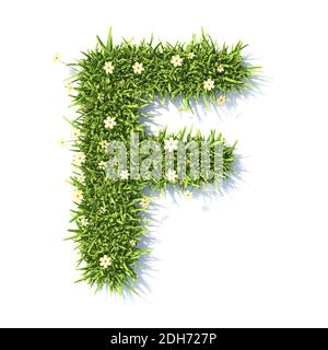 Grass Schriftart Buchstabe F 3D Stockfoto