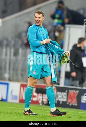 Manuel NEUER, Torwart FCB 1 Feier im Spiel FC BAYERN MÜNCHEN - LOKOMOTIVE MOSKAU Fußball UEFA Champions League Gruppenphase in der Saison 2020/2021 in München, 9. Dezember 2020. © Peter Schatz / Alamy Live News Stockfoto