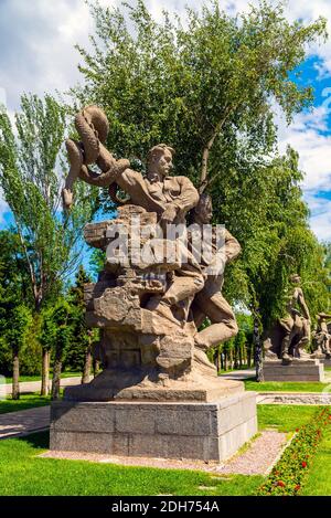 Wolgograd, Russland - 26. MAI 2019: Skulptur der Krieger in Mamayev Hill, Russland Stockfoto