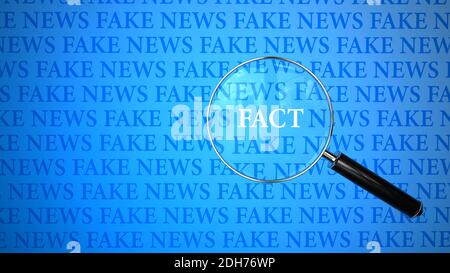 Fake News Loupe Fakten Stockfoto