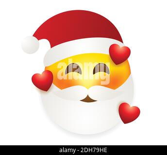 Santa Claus Emoticon Vektor-Illustration isoliert auf weißem Hintergrund. Santa emoji. Winterurlaub Emoticon. Weihnachtsmann Smiley. Stock Vektor