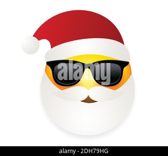 Santa Claus Emoticon Vektor-Illustration isoliert auf weißem Hintergrund. Santa emoji. Winterurlaub Emoticon. Weihnachtsmann Smiley. Sonnenschutzglas Emoji. Stock Vektor