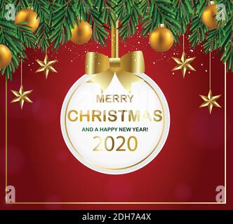 Frohe Weihnachten und ein glückliches neues Jahr Hintergrund. Weihnachtsbanner. Weihnachten Hintergrund mit Schnee. Schriftzug Frohe Weihnachtskarte Vektor. Stock Vektor