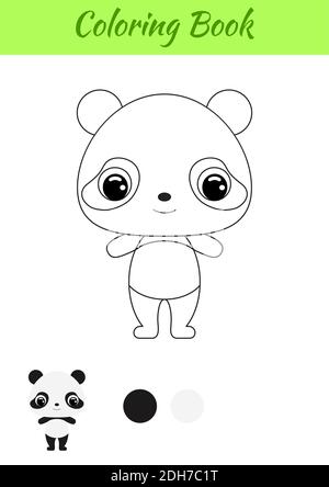 Malbuch kleine Baby Panda. Malvorlagen für Kinder. Pädagogische Aktivität für Vorschuljahre Kinder und Kleinkinder mit niedlichen Tier. Stock Vektor