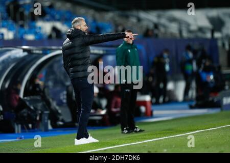 Madrid, Spanien. Dezember 2020. Marco Rose, Cheftrainer von Monchengladbach während der UEFA Champions League, Gruppe B Fußballspiel zwischen Real Madrid und Borussia Monchengladbach am 9. dezember 2020 in Ciudad Deportiva Real Madrid in Valdebebas, Madrid, Spanien - Foto Oscar J Barroso / Spanien DPPI / DPPI / LM Credit: Paola Benini/Alamy Live News Stockfoto