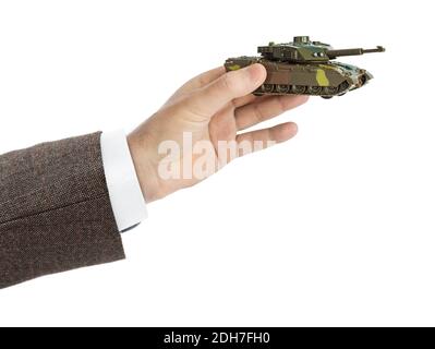 Hand mit Panzer Stockfoto