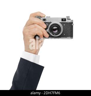 Vintage Foto Kamera in der Hand Stockfoto